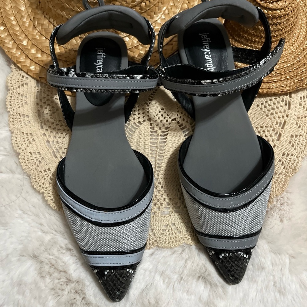 Jeffrey Campbell Gray and‎ Black Phyton Embossed Flats